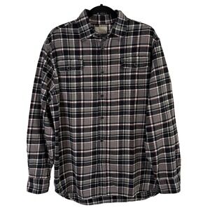 Vintage JACHS Plaid Flannel Shirt 90s Size LT Charcoal Heavyweight Cotton Grunge